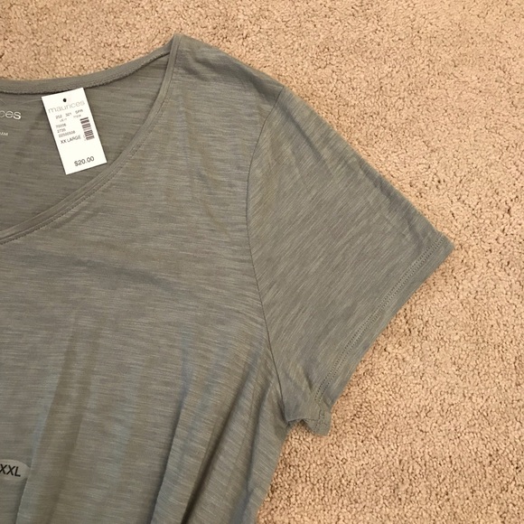 Maurices V Neck Short Sleeve Tee NEW Women XXL Army Green Twist Knot Lightweight - Picture 5 of 9